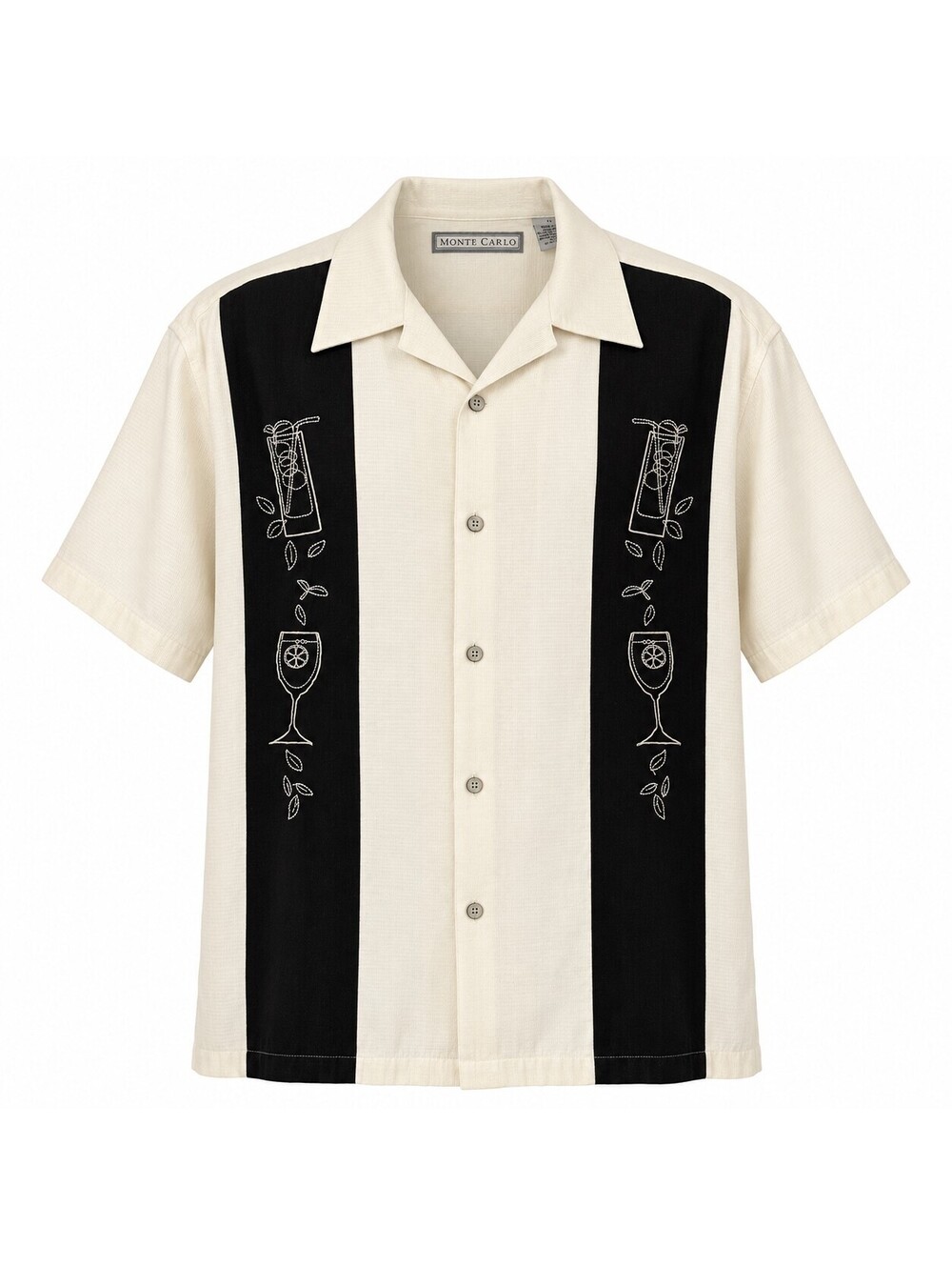 Y2K Monte Carlo Cocktail Bowling Shirt Men L Embroidered Lounge Rockabilly